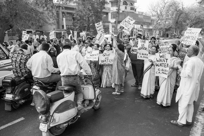Urban Drinking Water Challenges - residents of a posh colony in South-East District of the National Capital Territory of Delhi (NCTD) who are protesting for restoration of their human right to water after several days of disrupted water supply